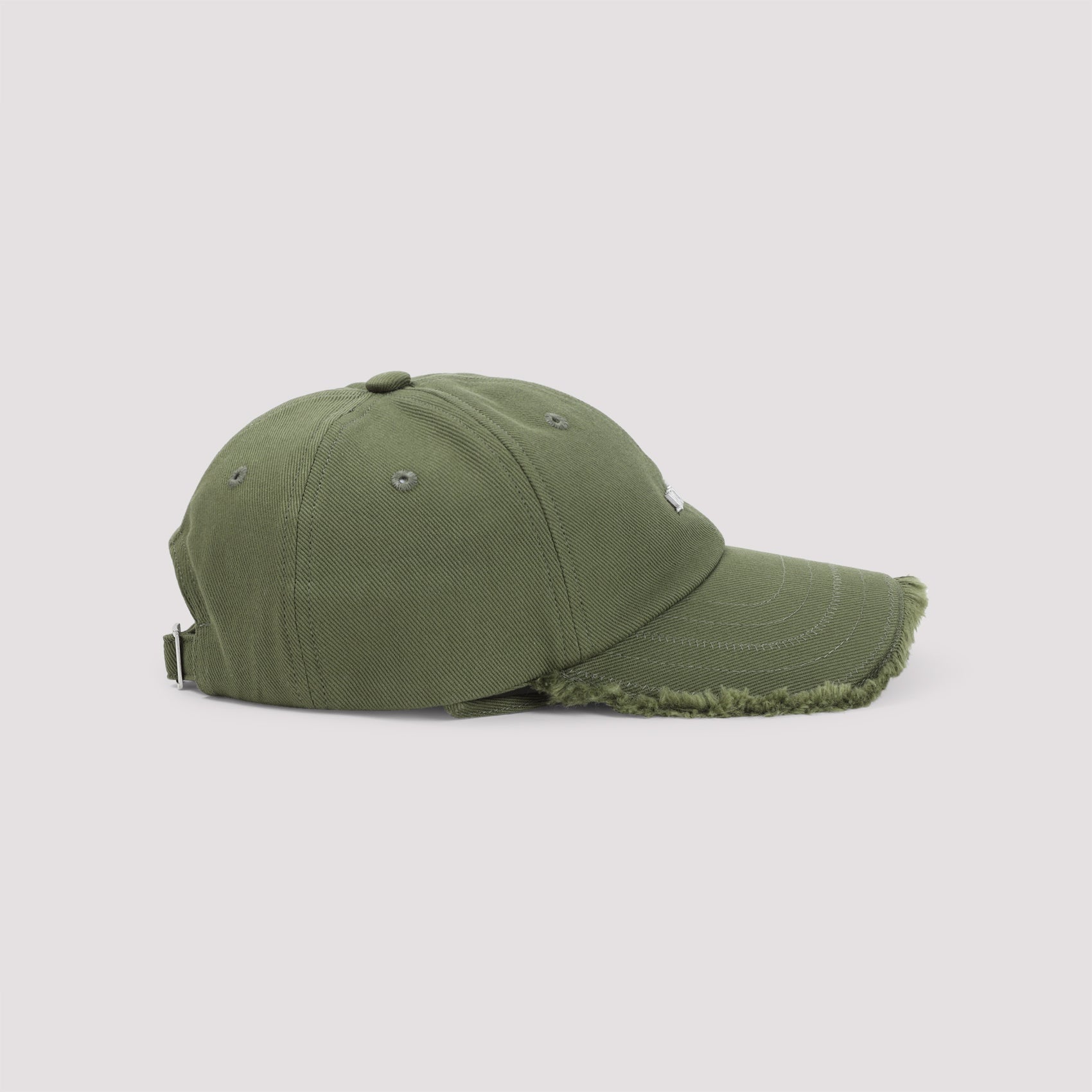 Weather-Resistant Green 6-Panel Hat With Fringed Brim
