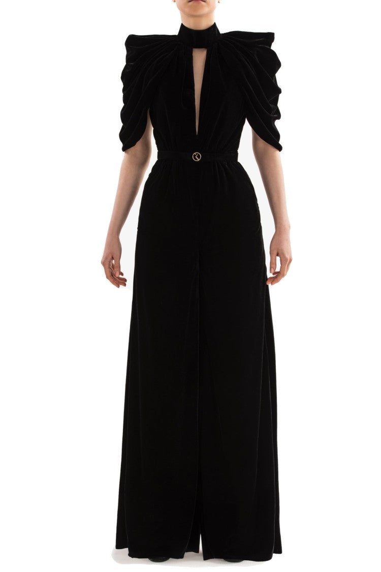 Jet Black Velvet Jumpsuit