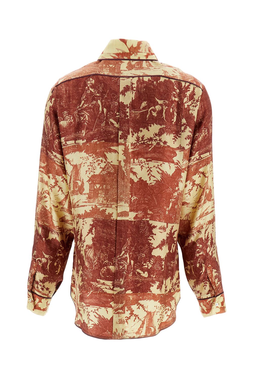 Long-Sleeved Printed Silk Shirt With Classic Collar