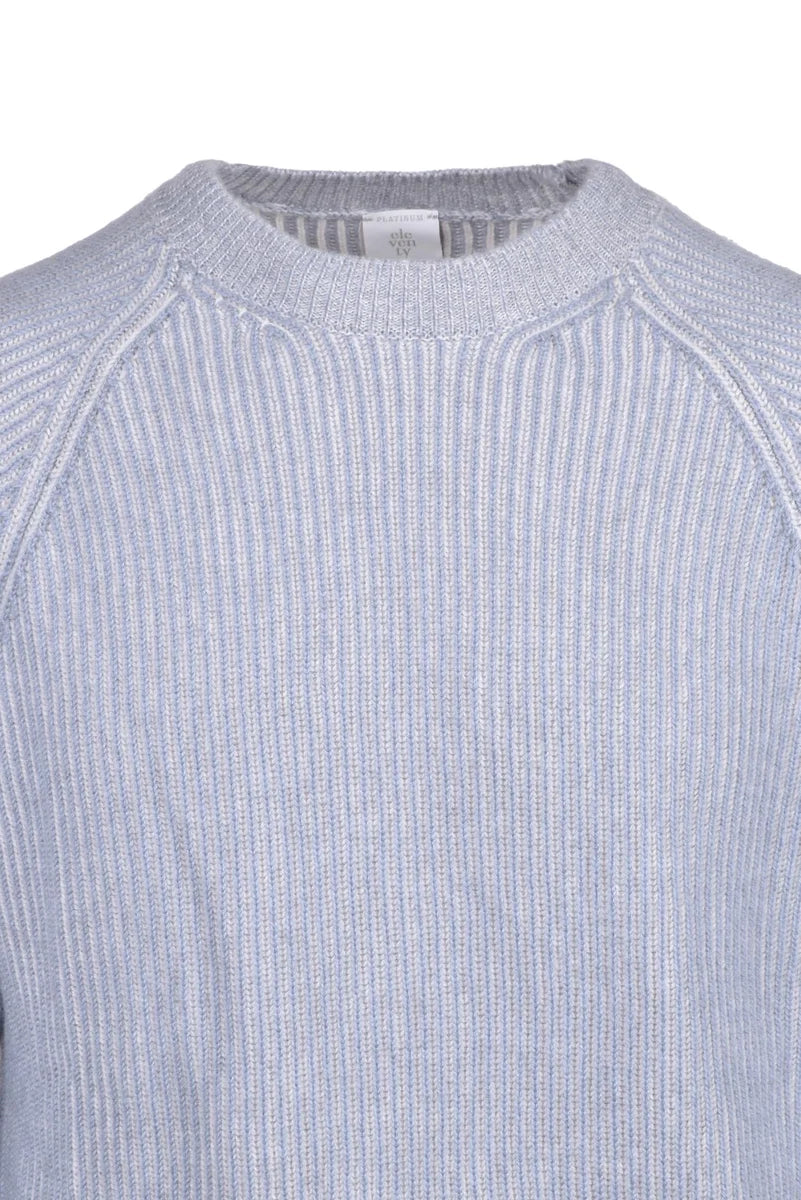 Ribbed Crew Neck Sweater Cashmere - Grey