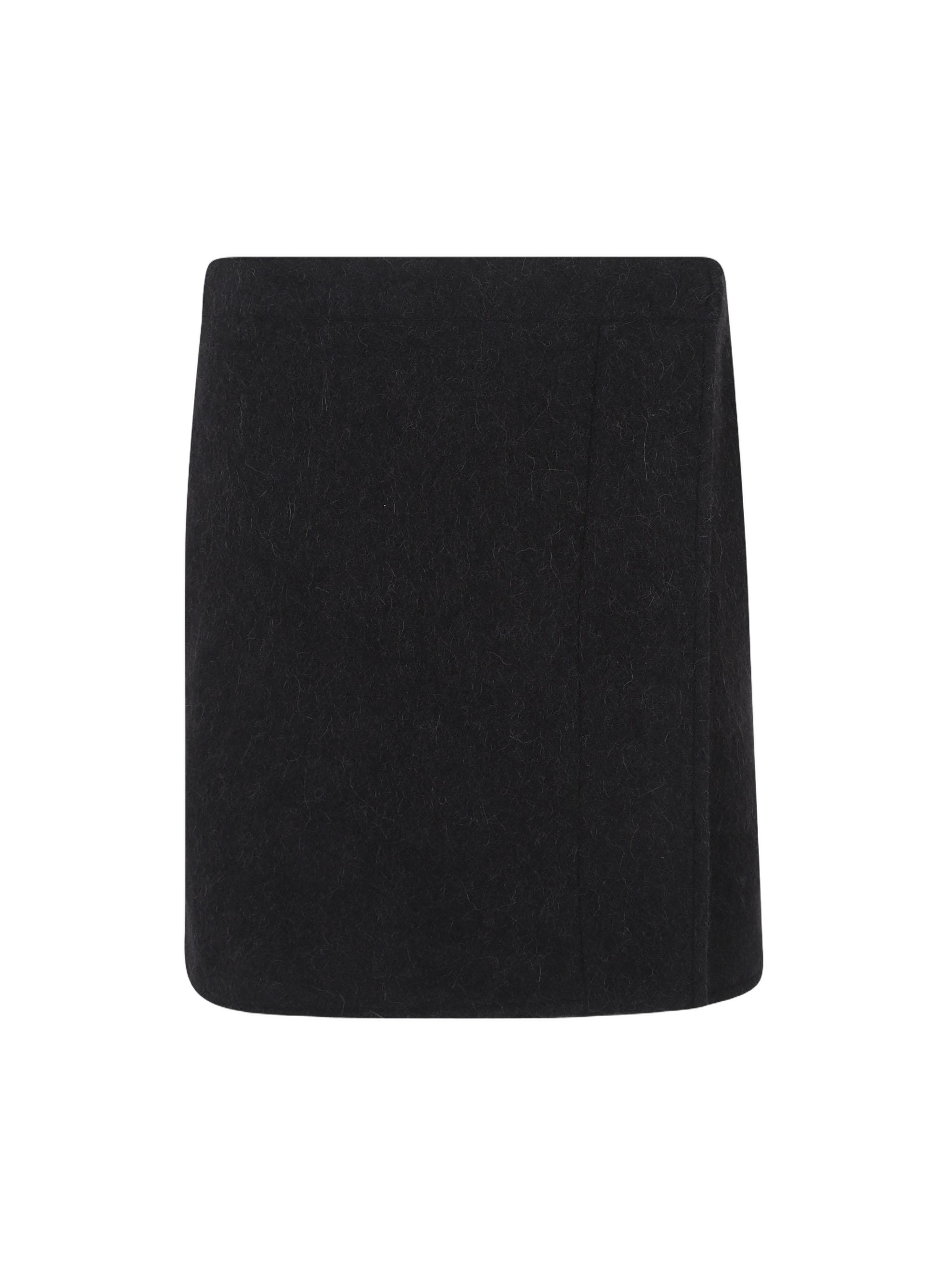 Wrapover Skirt With Textured Wool-Polyester Blend