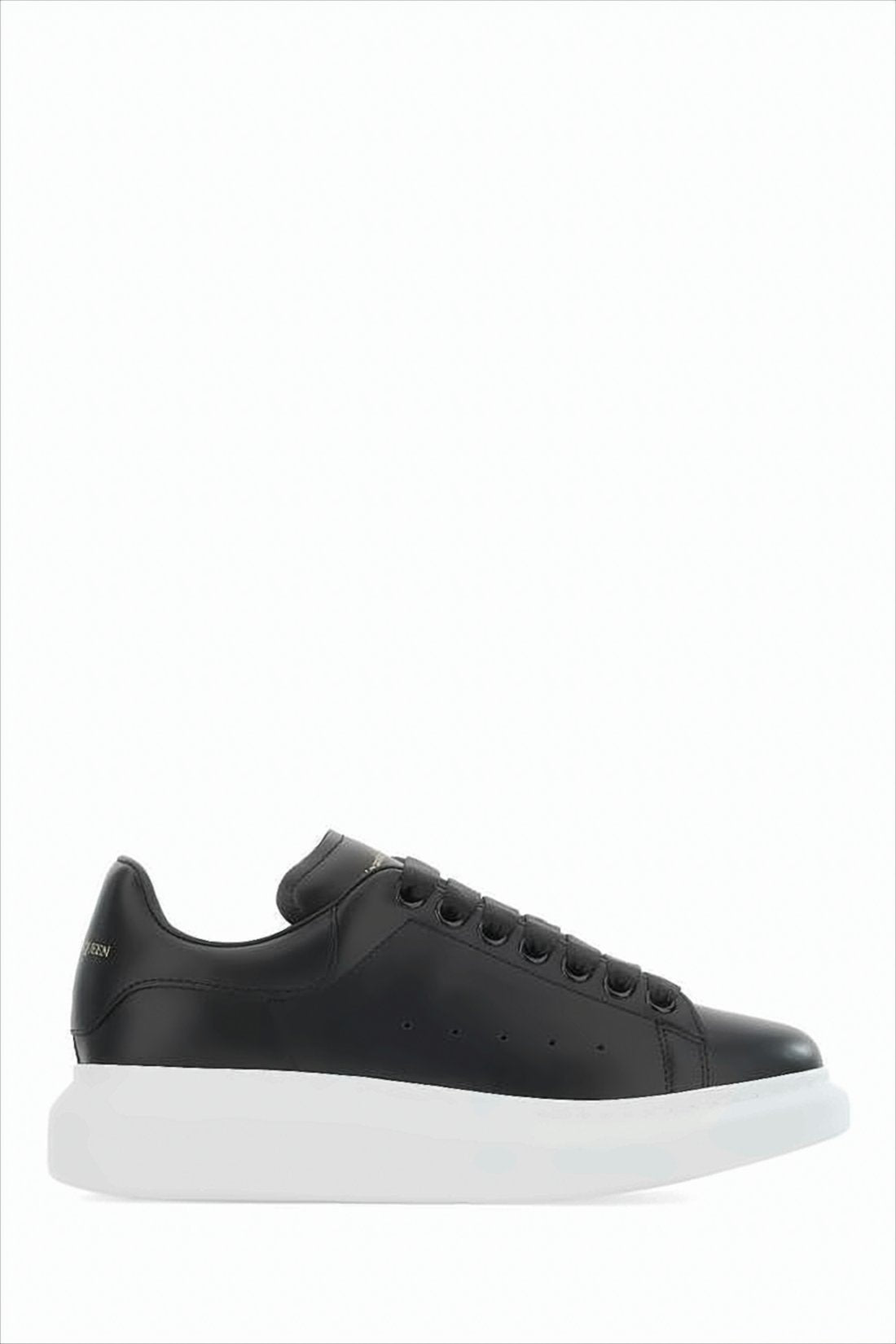 Oversized Black Leather Sneakers with Sole
