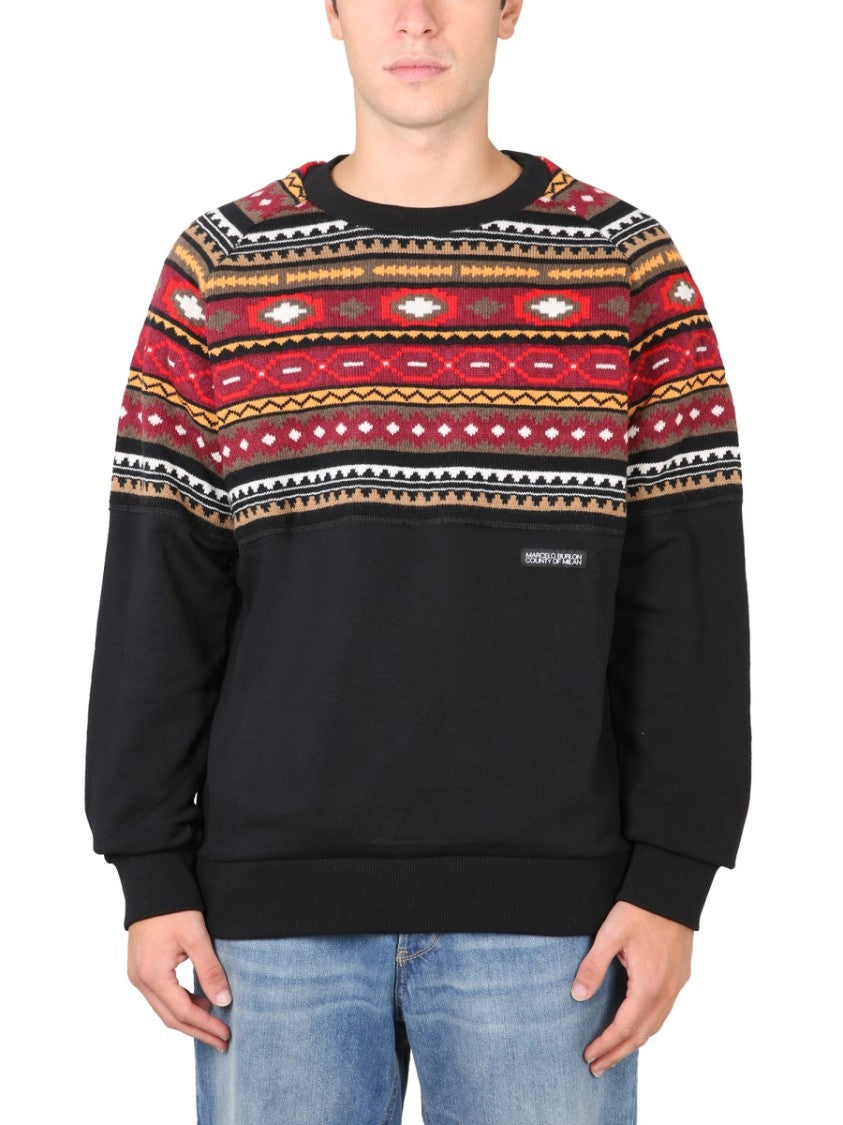 Crew Neck Sweatshirt With Geometric Pattern