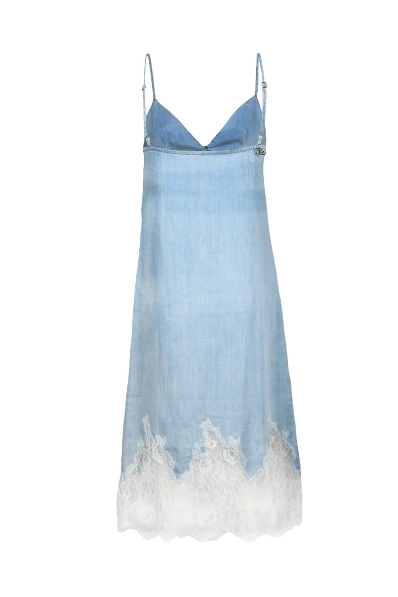 Women's Long Dress - Light Blue Lace