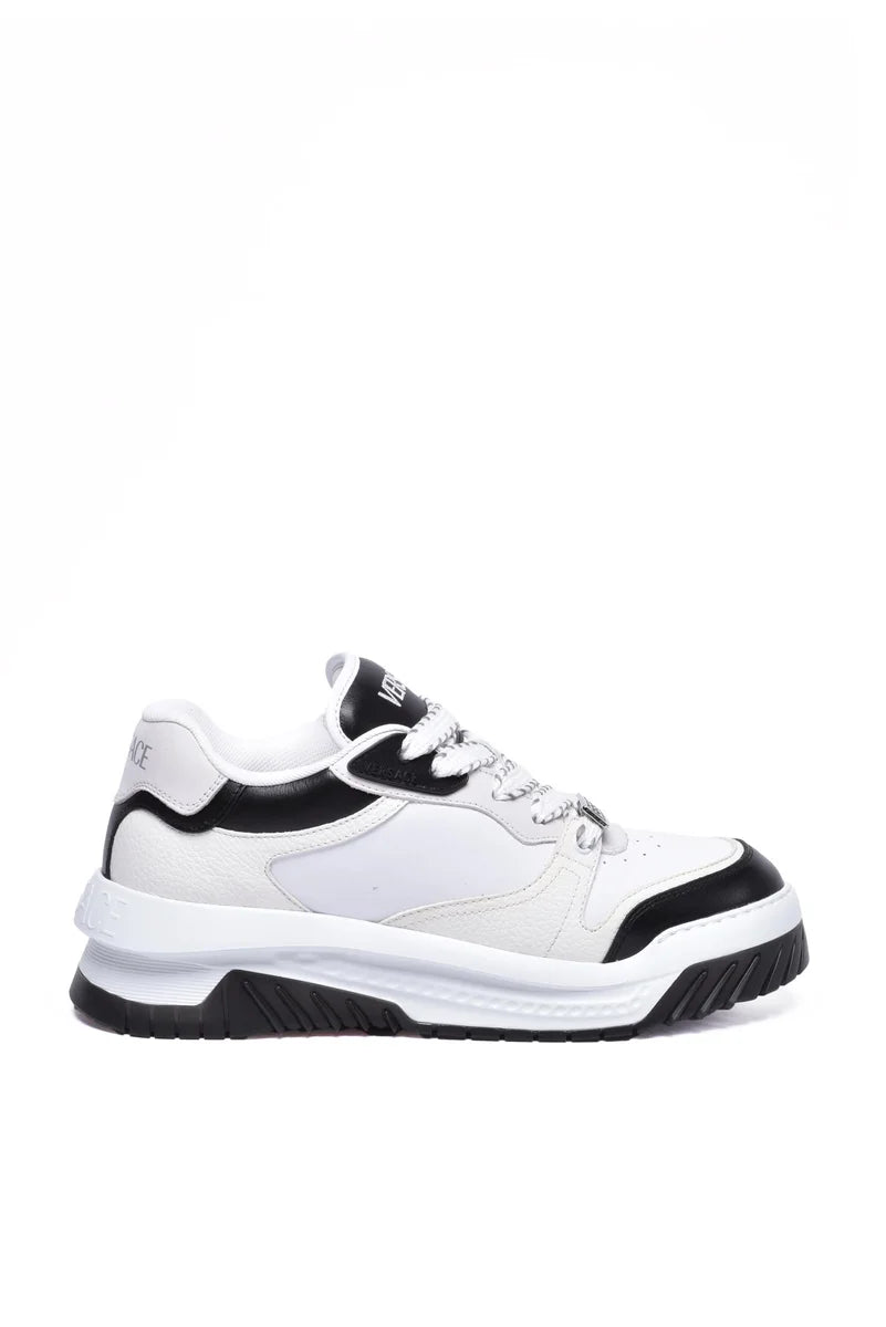 Leather Sneakers with Laces - White/Black