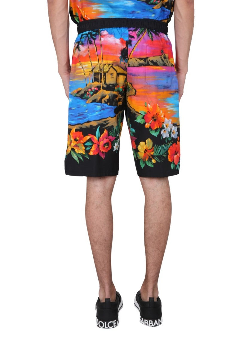 Bermuda Shorts With Sunset Print