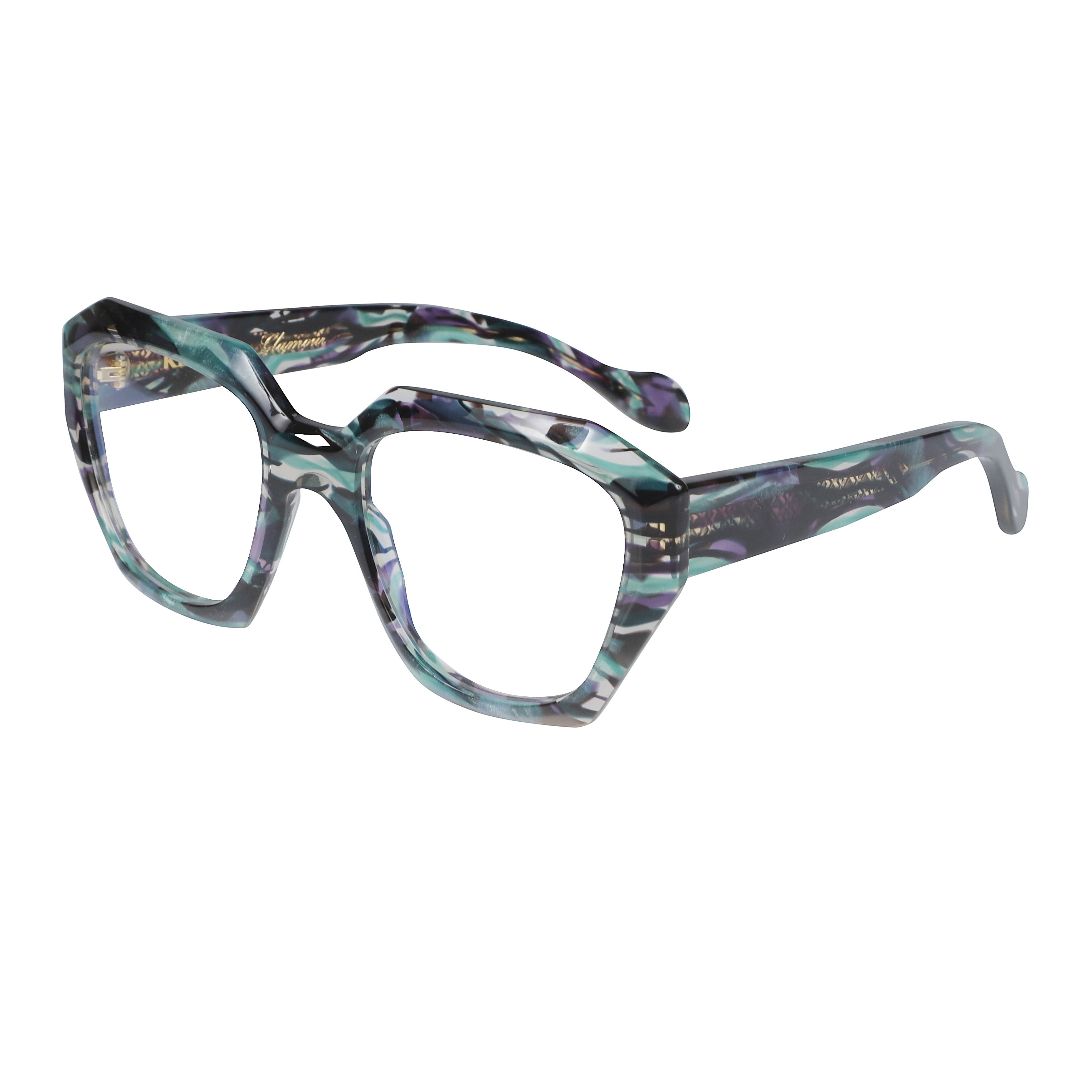 Marilyn/K-V Oversized Square Frame Eyeglasses with Marbled Design