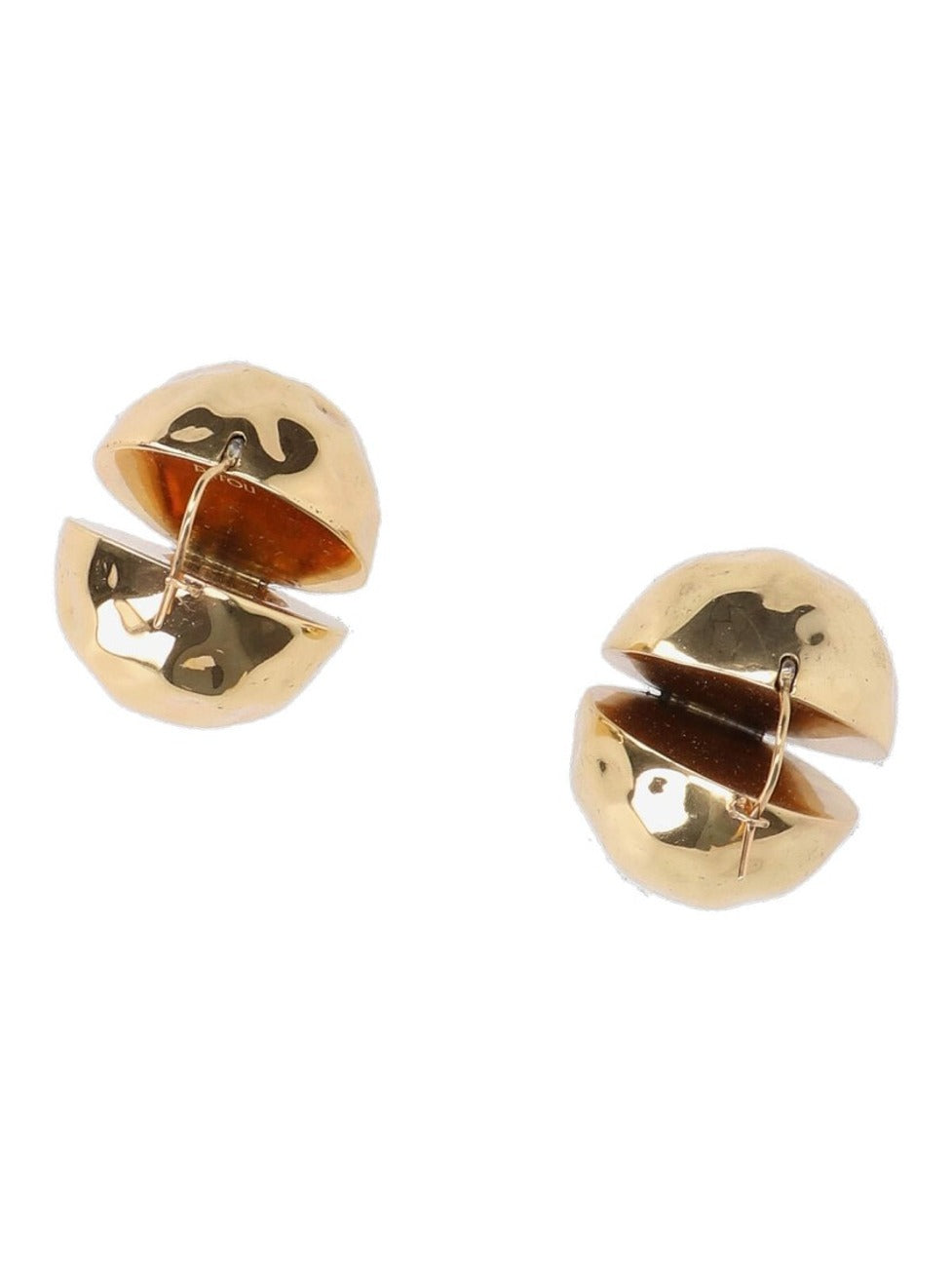 Hammered Sphere Earrings In Golden Brass