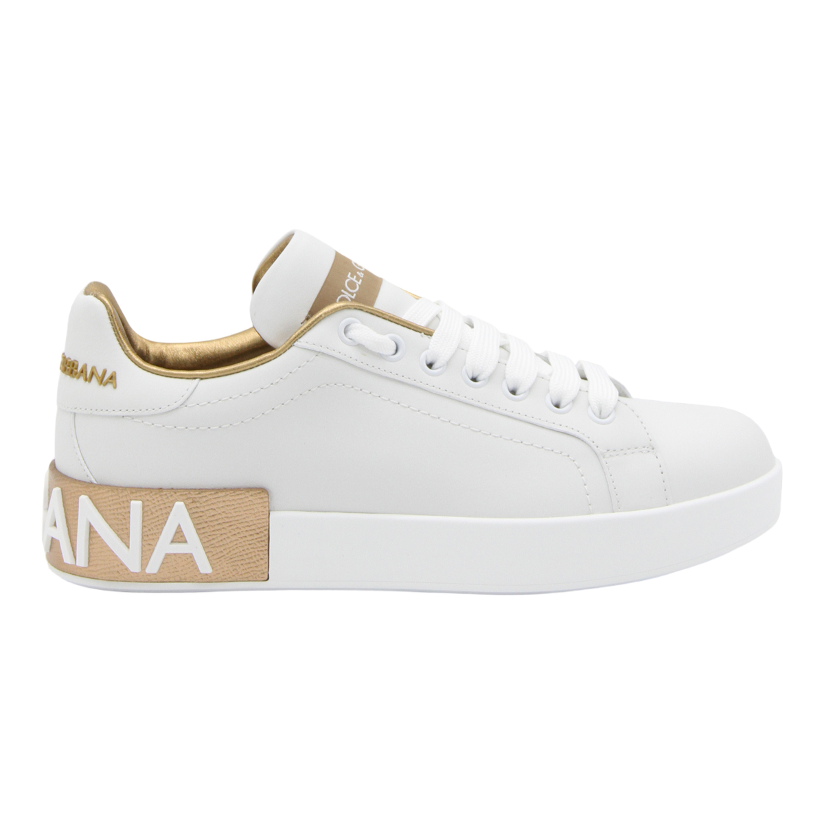 White Leather Sneakers with Metallic Accents