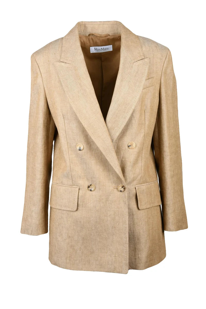 Long Gerla Double-breasted Jacket - Beige