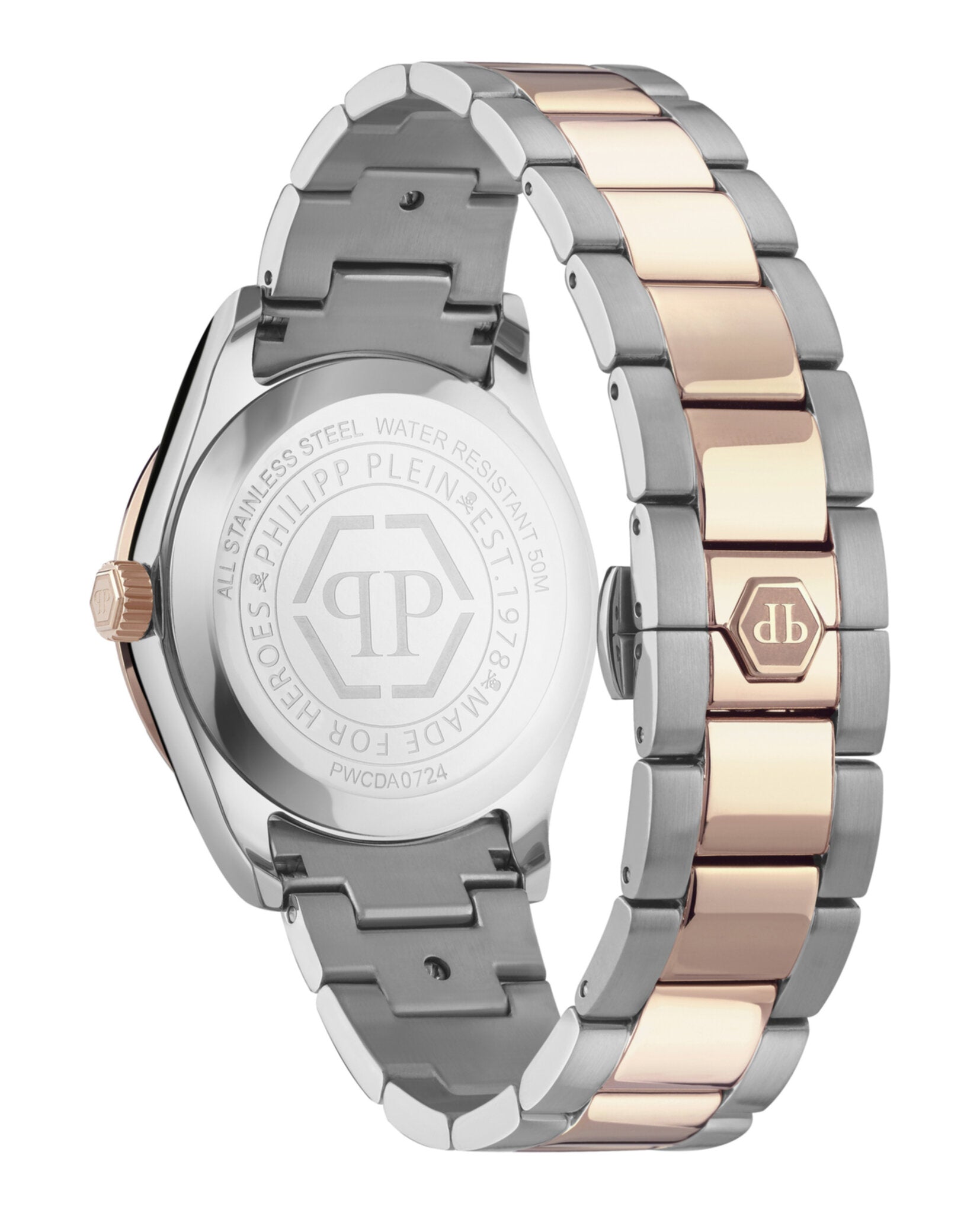 Two-Tone Crystal-Accented Timepiece with Deployant Buckle