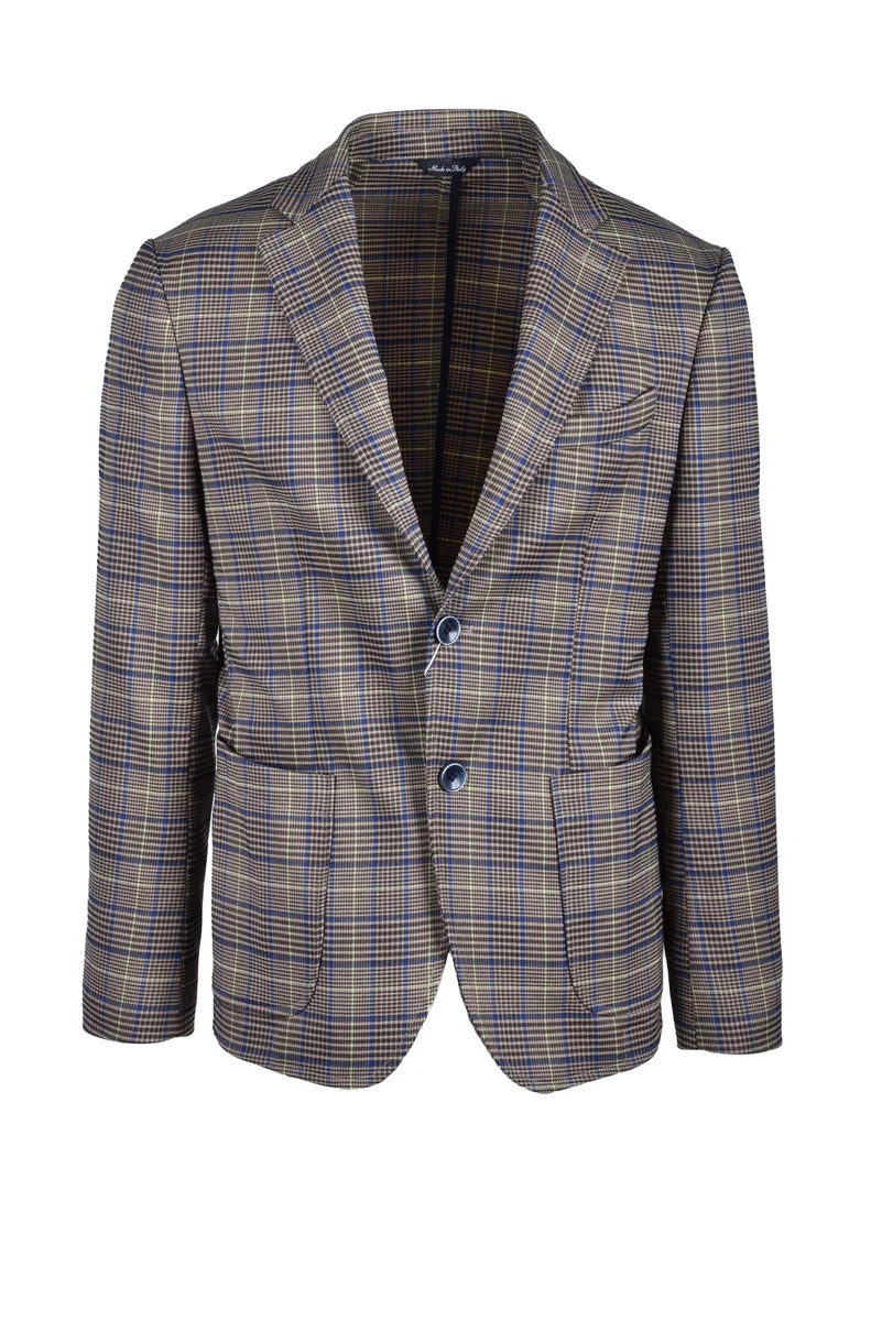 Polyester Cotton Viscose Elastane Jacket - Brown/Blue