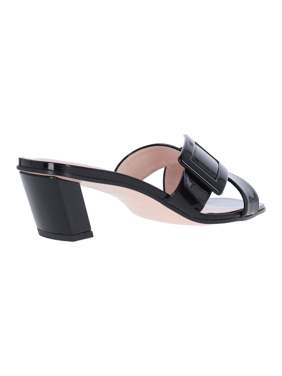 Black Belle Vivier Leather Skyscraper Mules