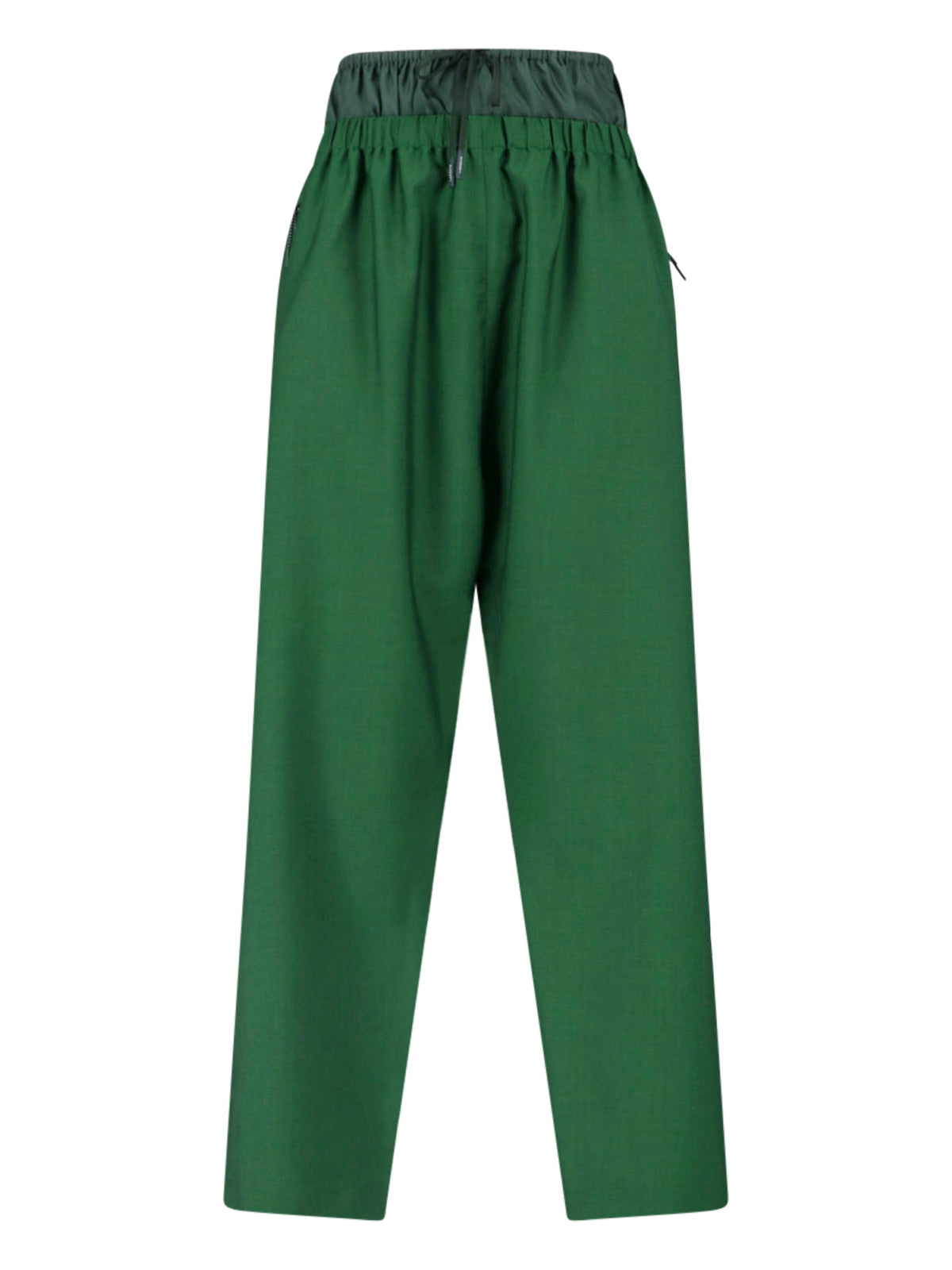 Green Straight-Leg Layered Sport Logo Trousers