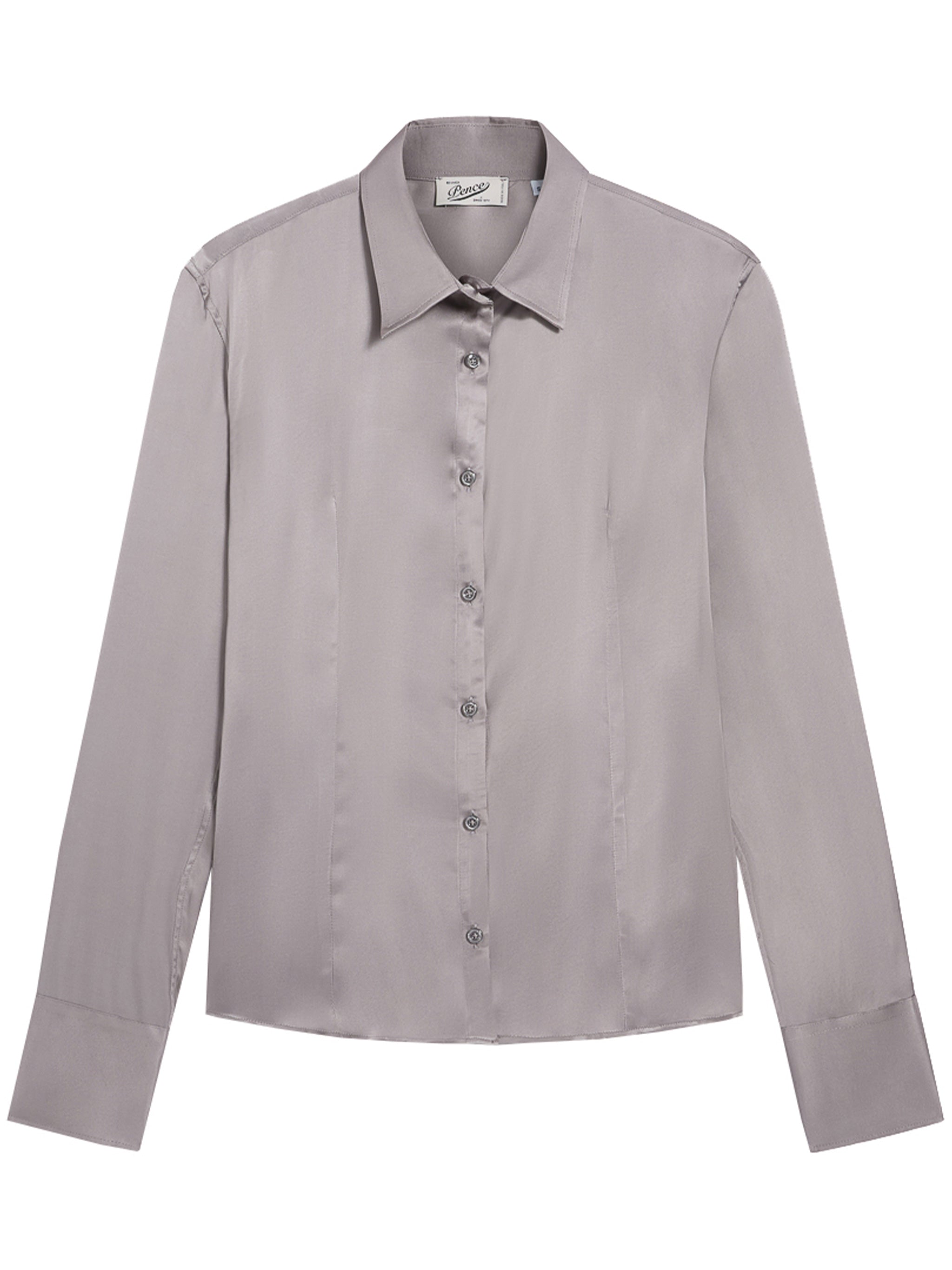 Long-Sleeved Fabric Button-Up Shirt