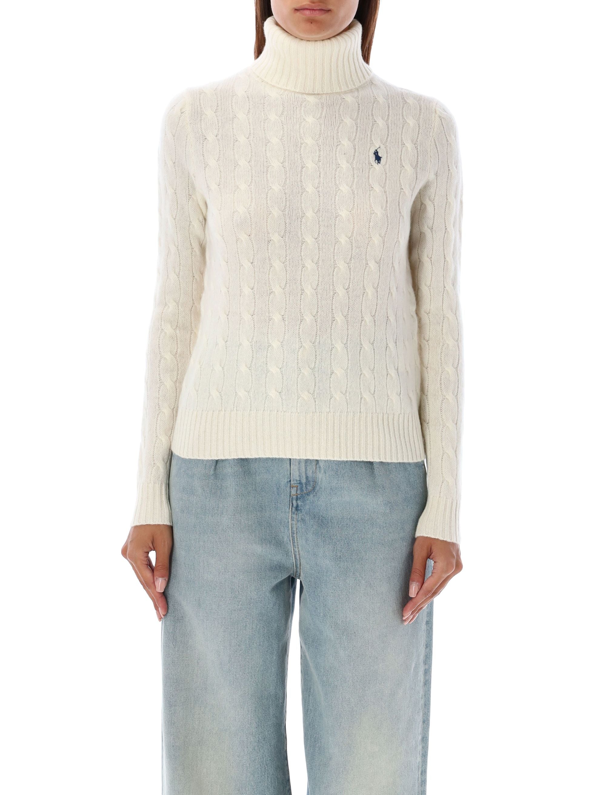 Cable-Knit Turtleneck Sweater In Soft Wool-Cashmere Blend
