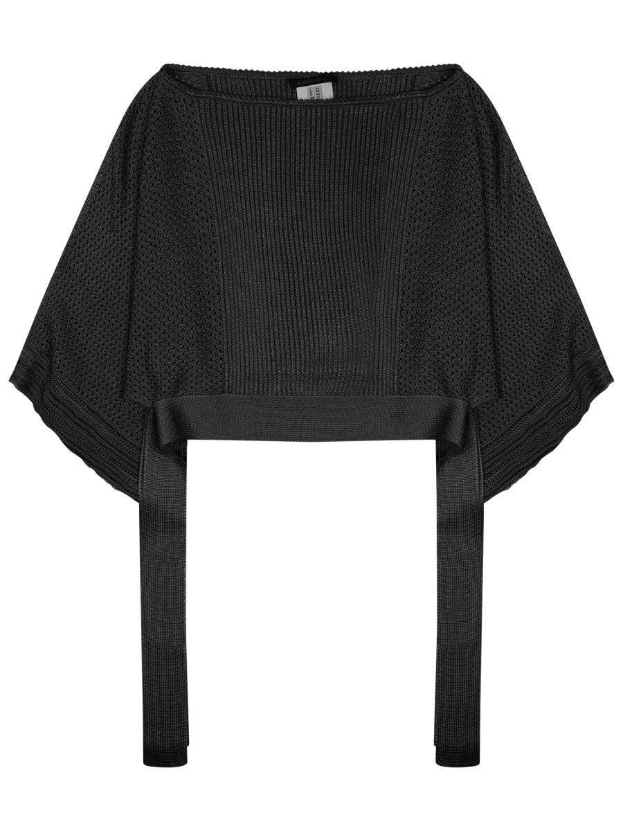 Ribbed Textured Knitted Poncho