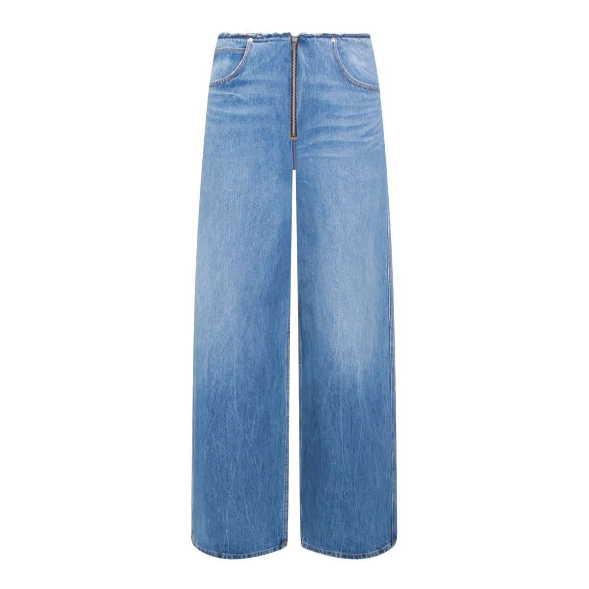 Jeansy bawełniane w stylu vintage, marmurkowe, w kolorze niebieskim