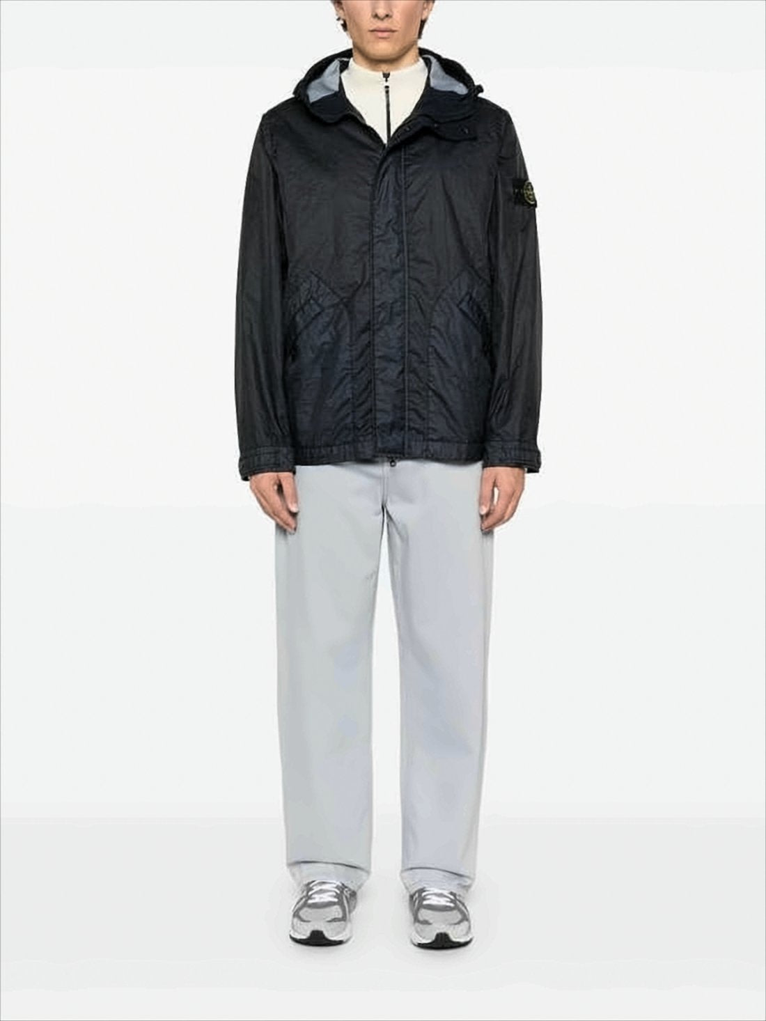 Crinkled Texture Hooded Jacket