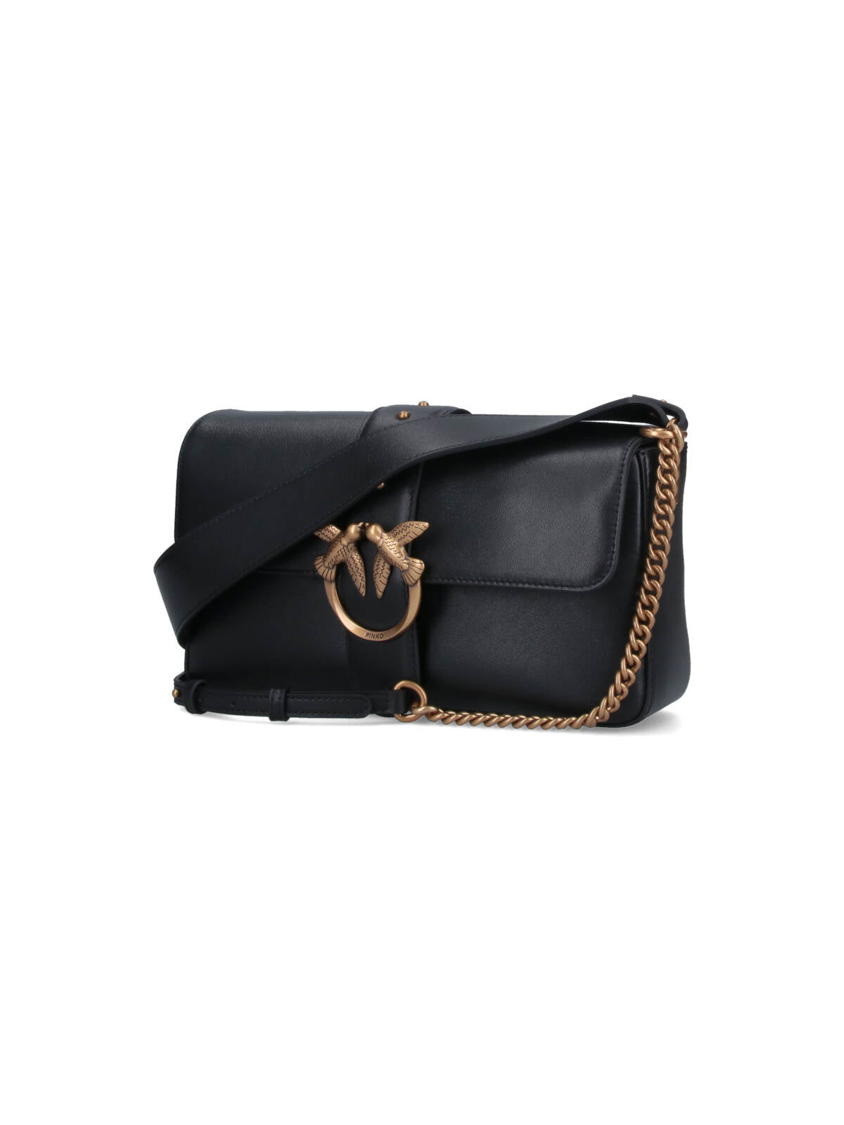 Rectangular Structured Black Bag With Detachable Shoulder Strap