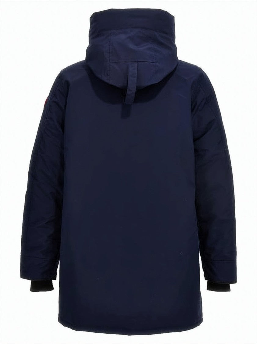 High-Collar Down Jacket with Concealed Front Zipper