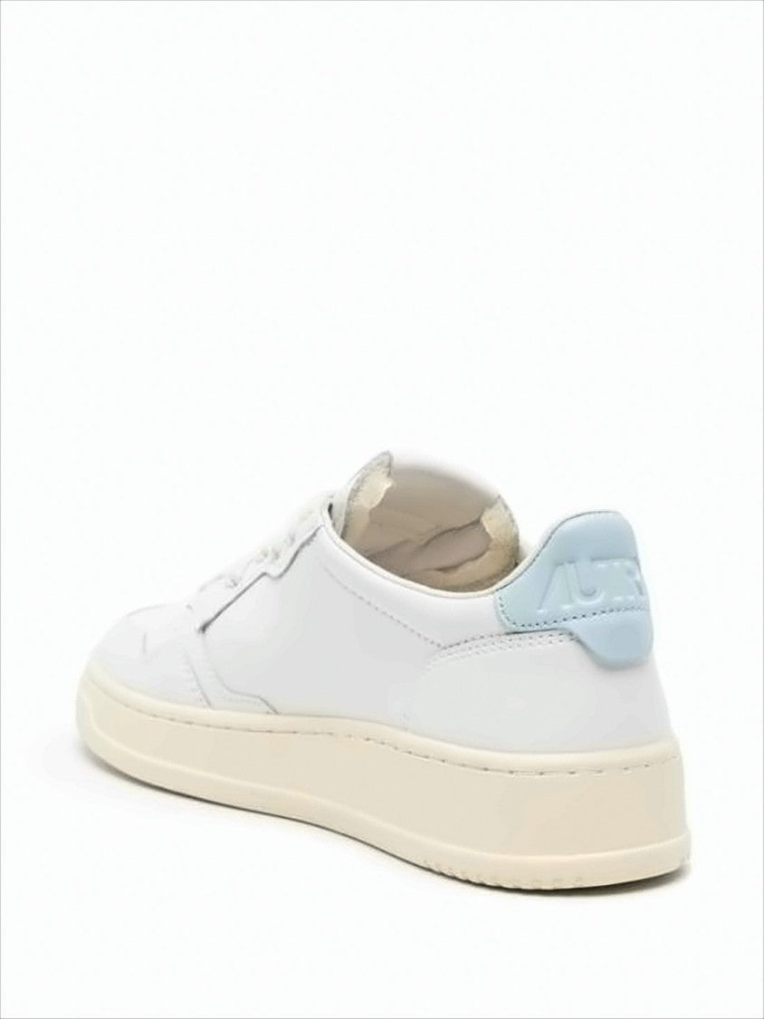 Leather Low-Top Sneakers with Perforated Detail and Cushioned Sole