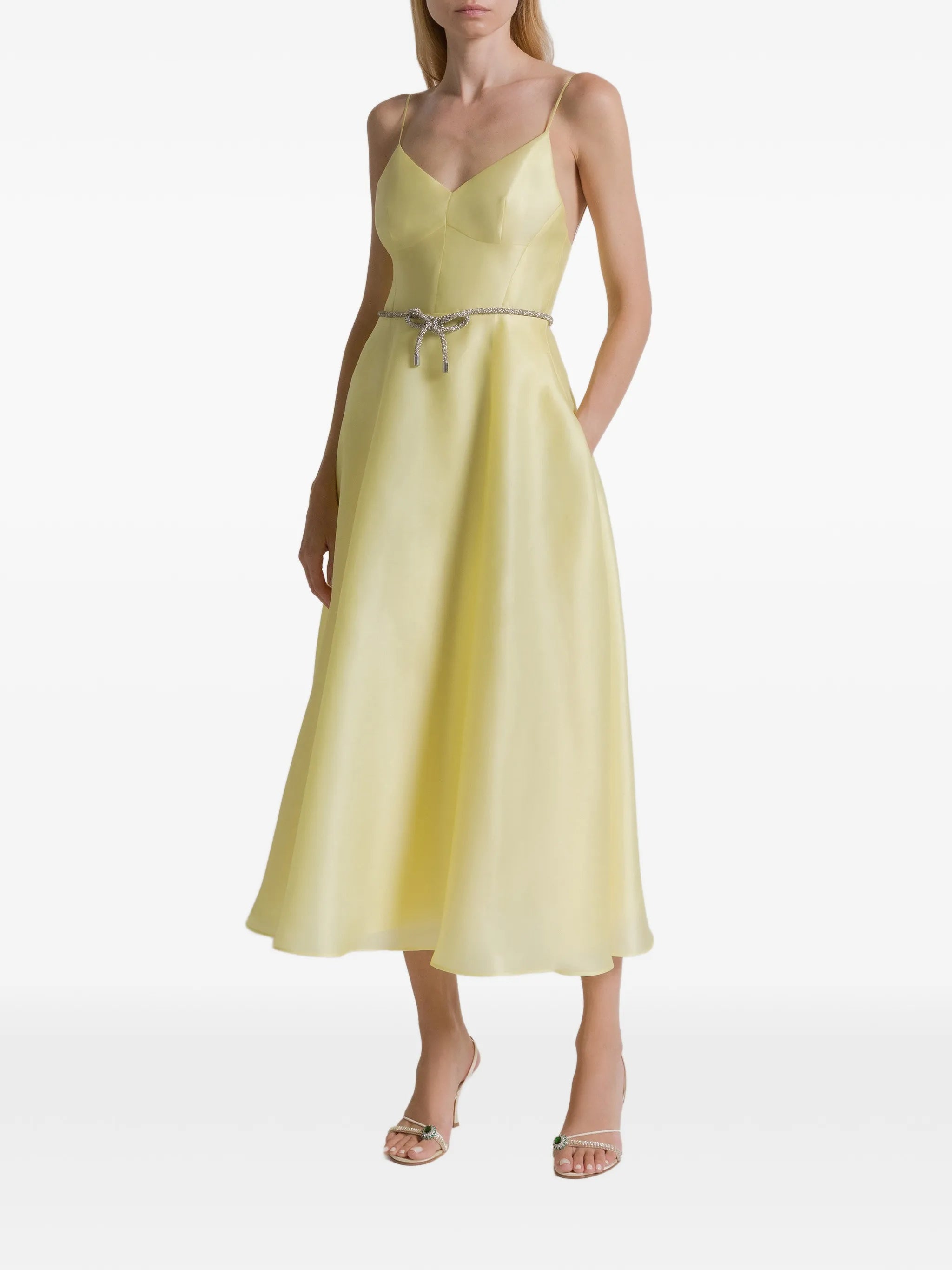 Black Abito Midi Flared Silk Dress
