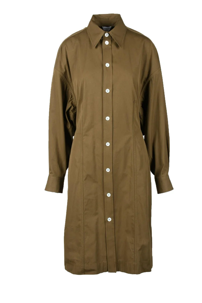 Silk Blend Chemise Dress - Brown