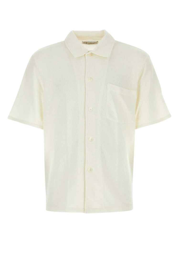 Short-Sleeved Shirt with Classic Collar and Chest Pocket