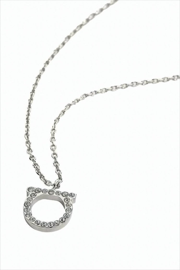 Circular Pendant Necklace with Sparkling Stones