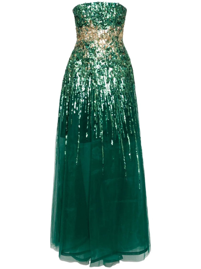Embroidered Strapless Dress