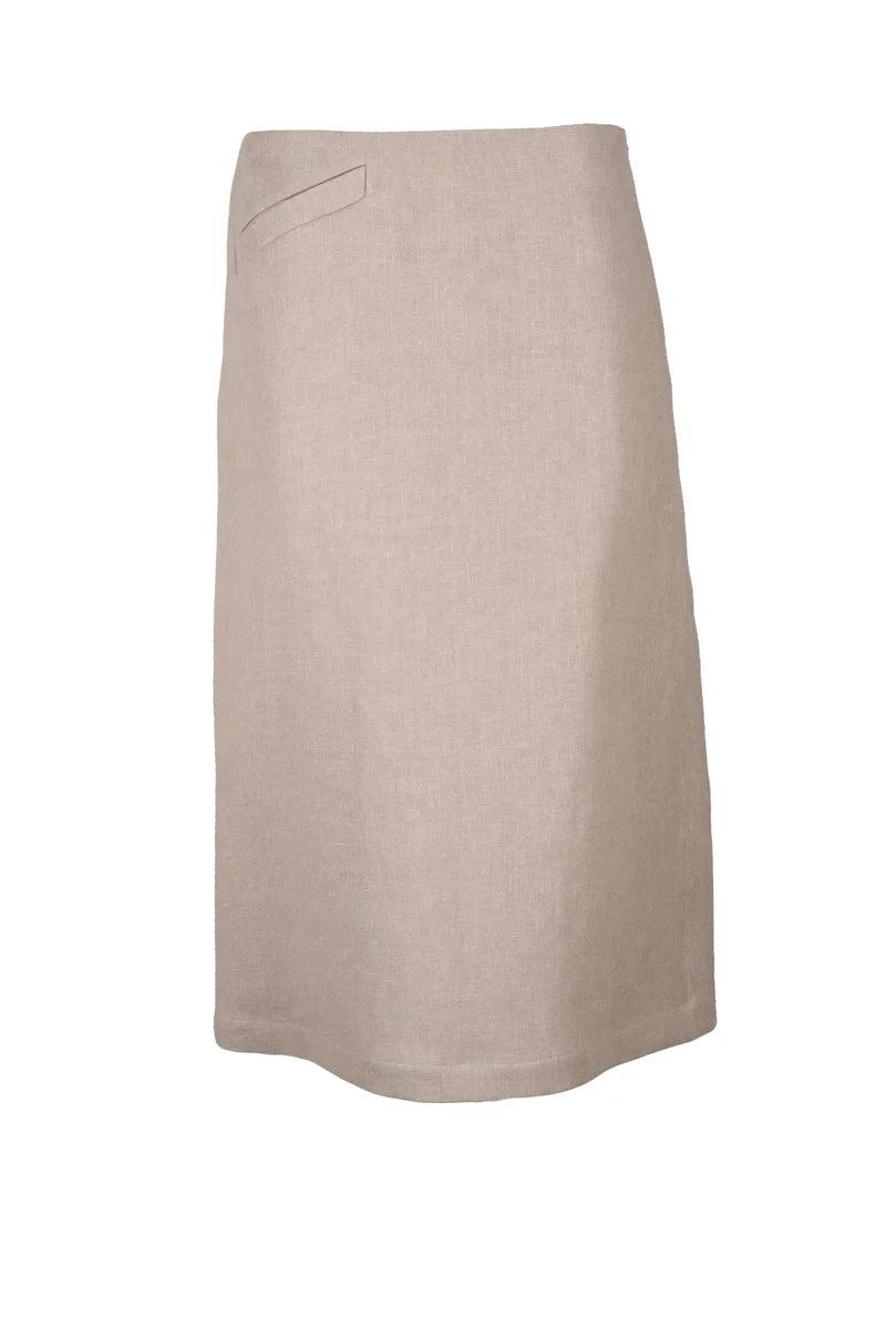 Anfora Linen Midi Skirt - Beige