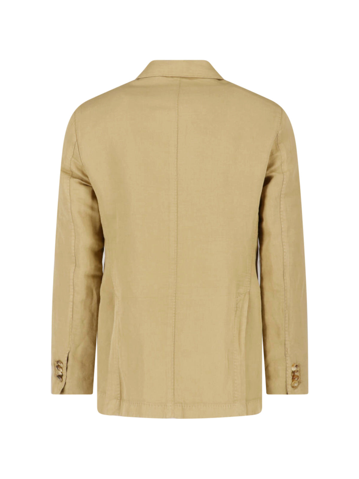 Beige Double-Breasted Cotton Linen Suit
