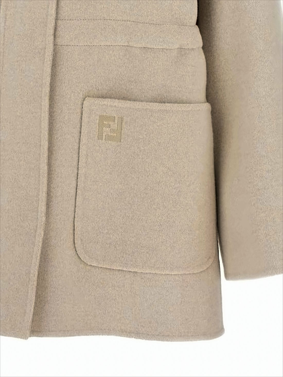 Structured Boxy Beige Wool Fendi Coat