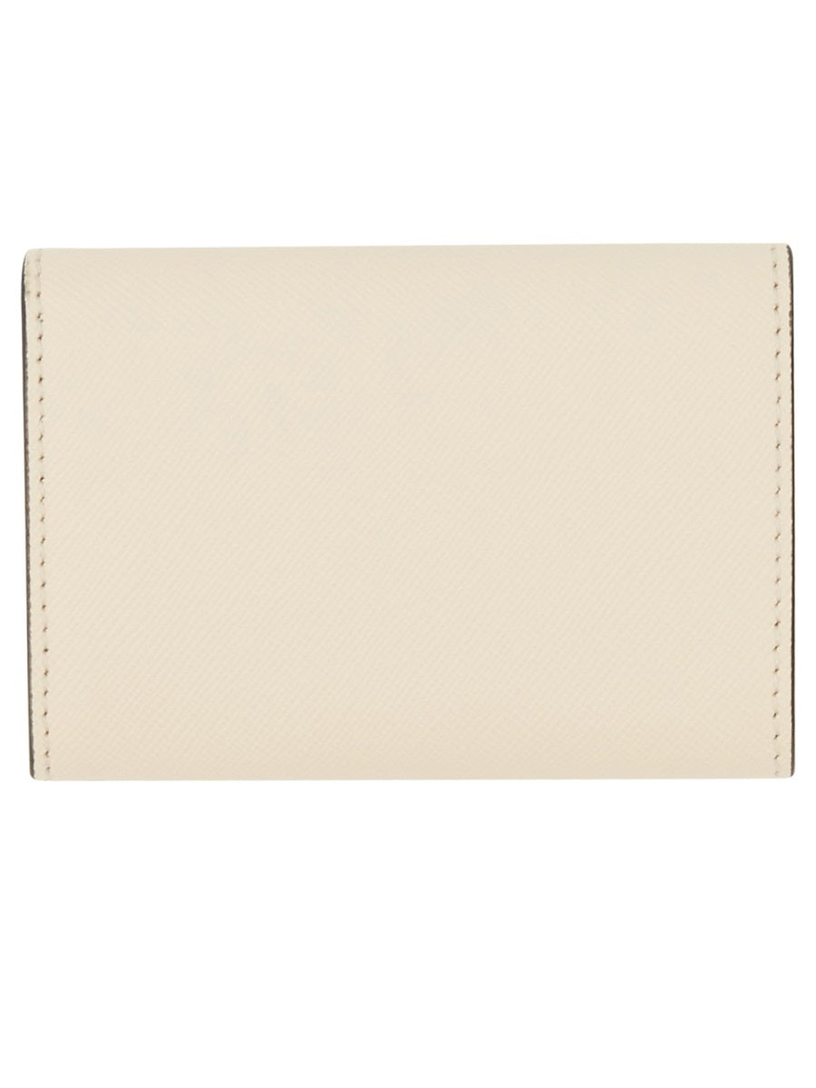 Color-Blocked Tri-Fold Wallet with Snap Closure
