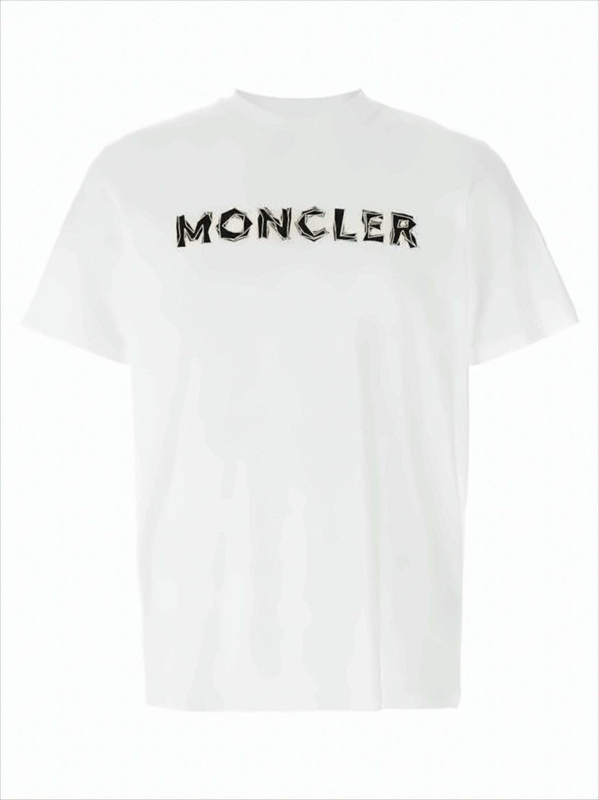 Short-Sleeve White Cotton T-Shirt With Bold Logo