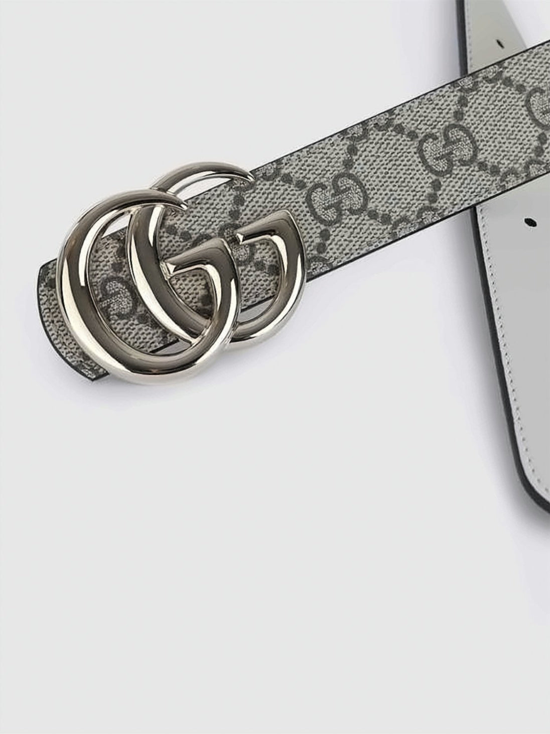 Grey Fabric Strap Belt with Double-G Buckle