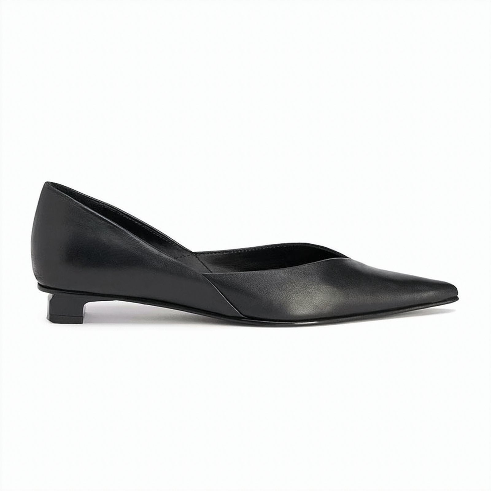 Pointed-Toe Flat Shoes with Low Geometric Heel