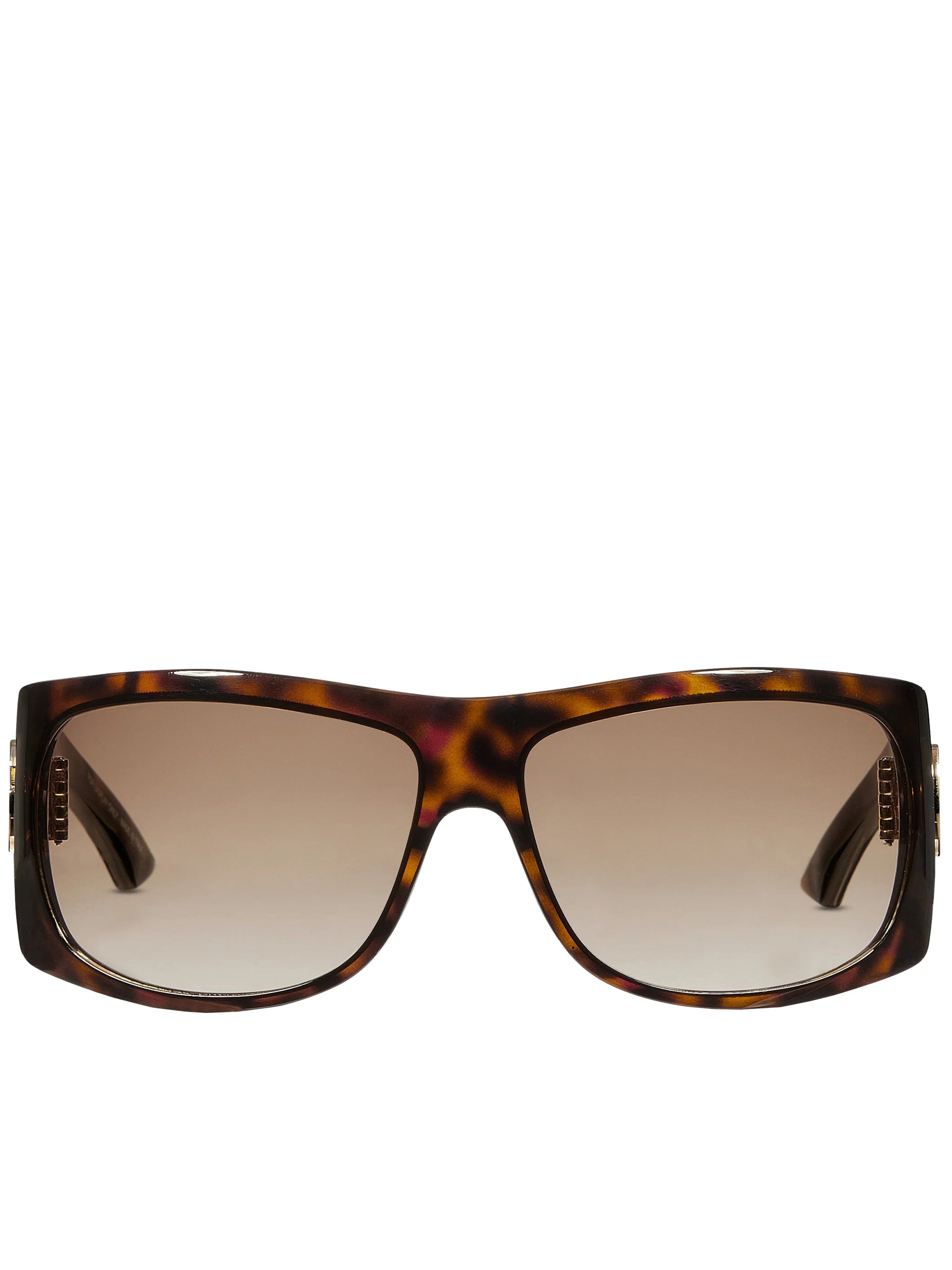 Brown Rectangular Tortoiseshell Double-G Logo Sunglasses