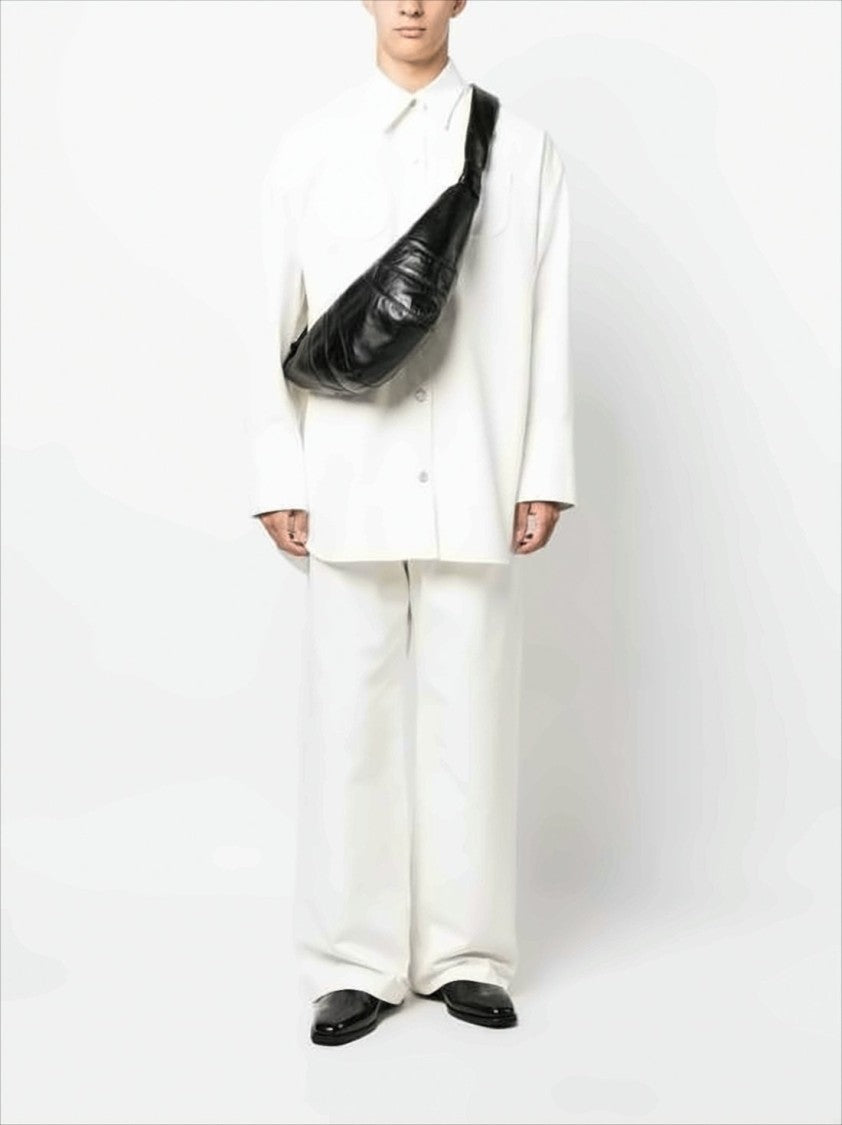 Curved Lambskin Leather Belt Bag With Padded Strap