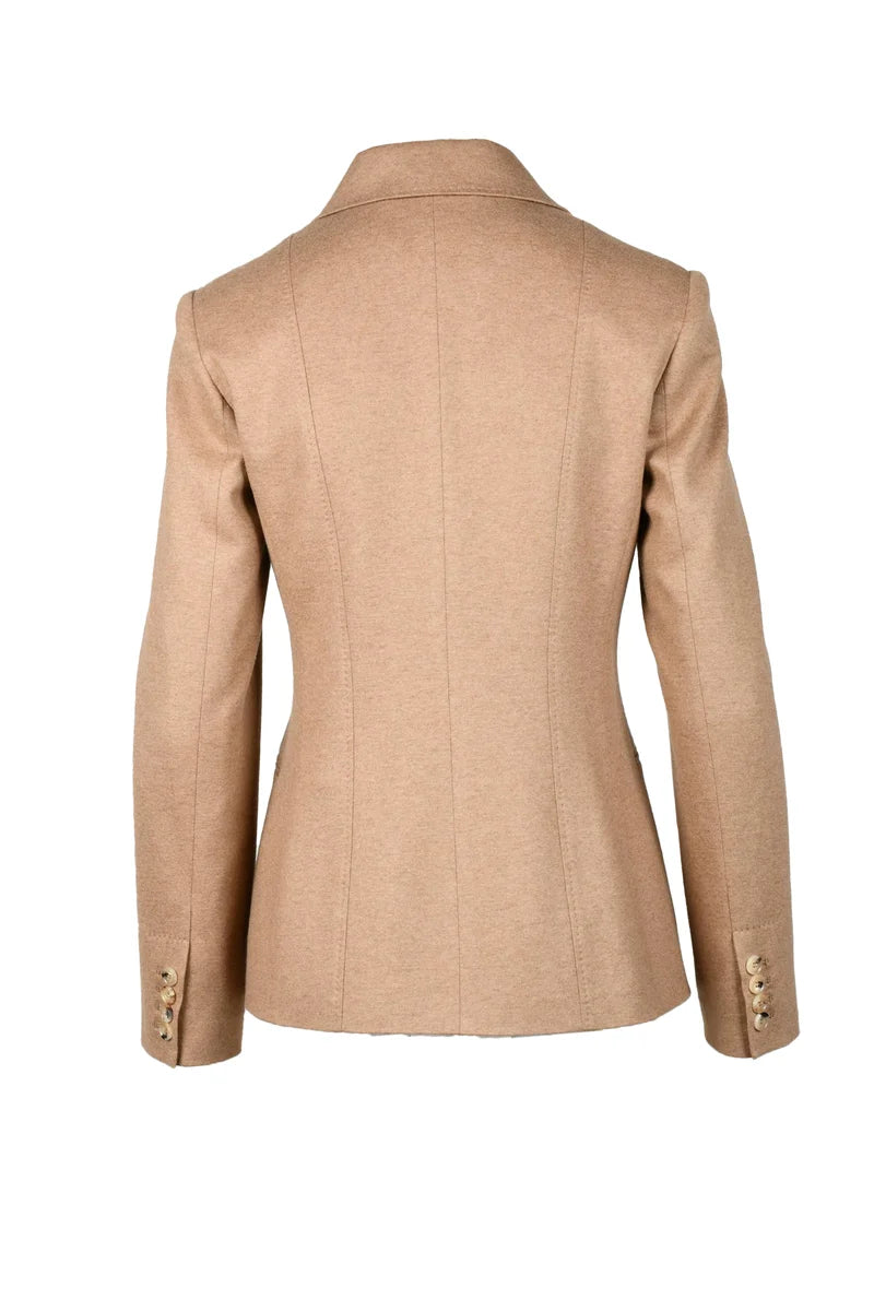 Double-Breasted Camel Blazer - Beige