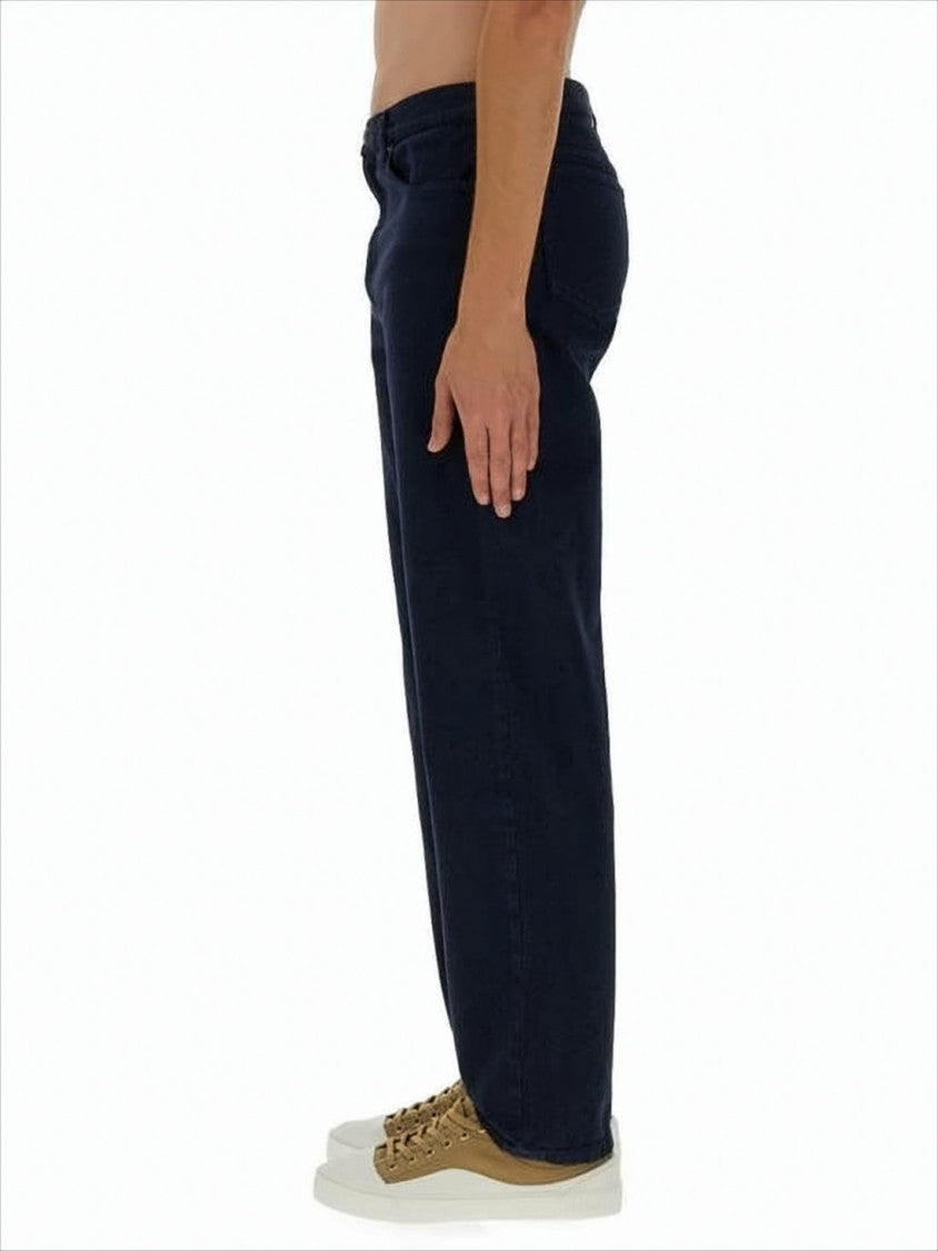 Straight-Leg Denim Pants with Five-Pocket Design