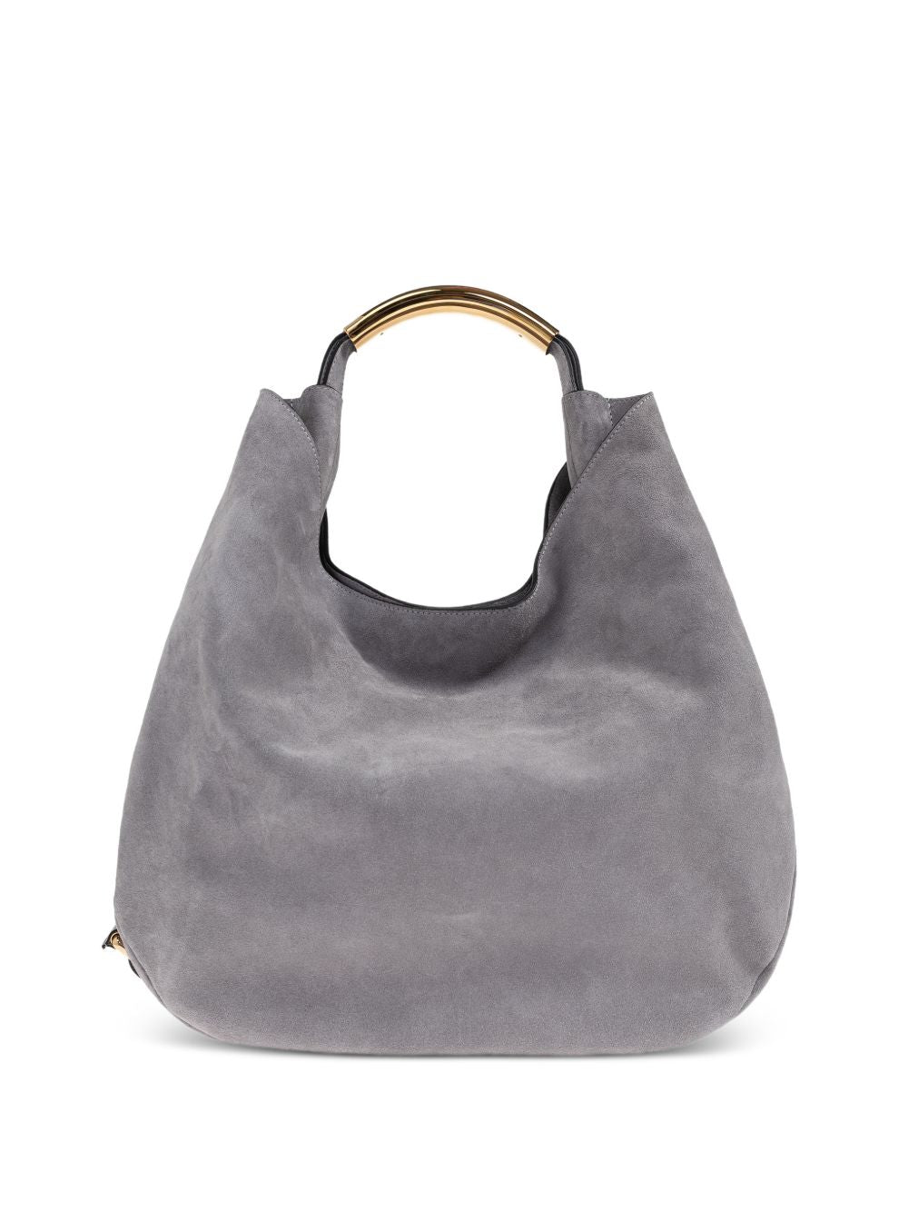 Curved Gold-tone Metal Handle Soft-Structured Bag