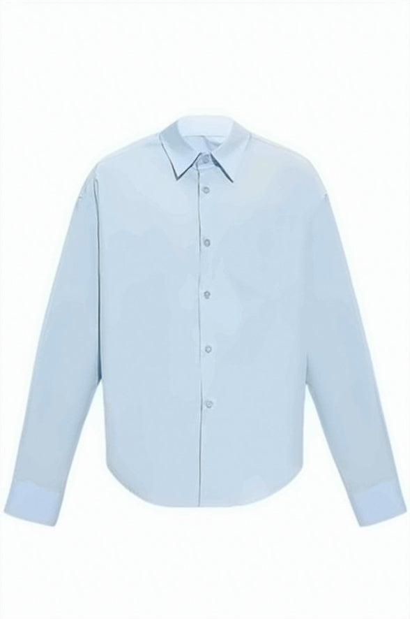 Lightweight Blue Long-Sleeve Casual Shirt with Classic Collar