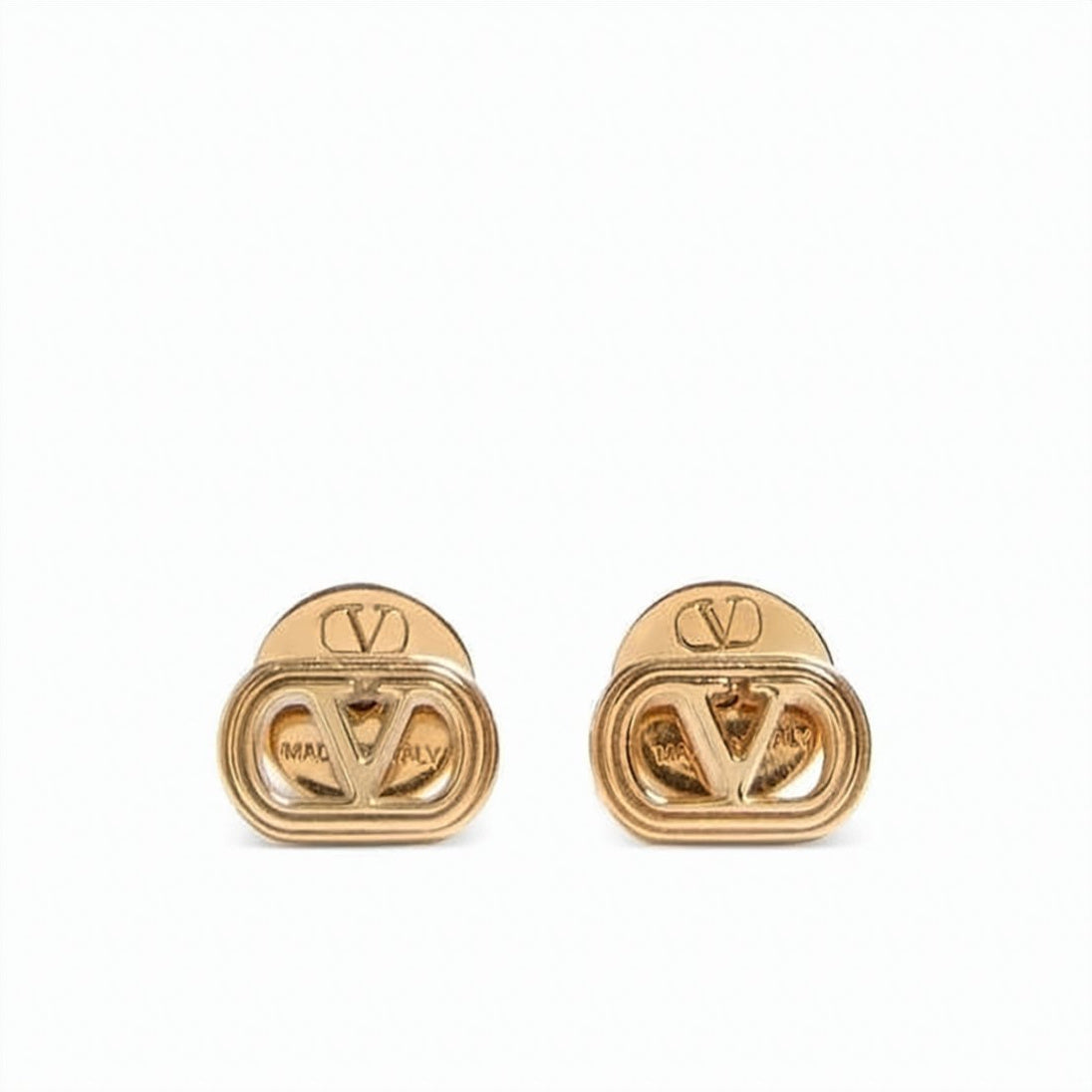 Polished Brass Oval Stud Earrings