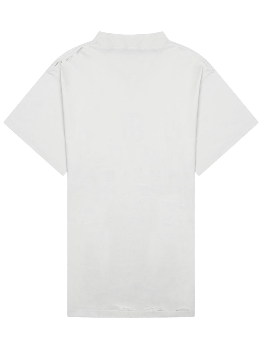 White Oversized T-Shirt with Eye Chart Print
