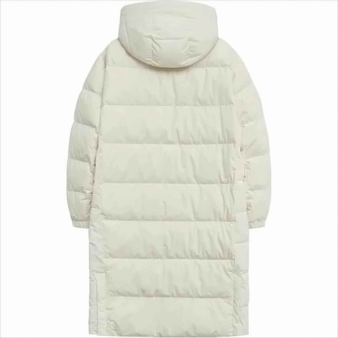 Quilted White Long Padded Coat with Hood