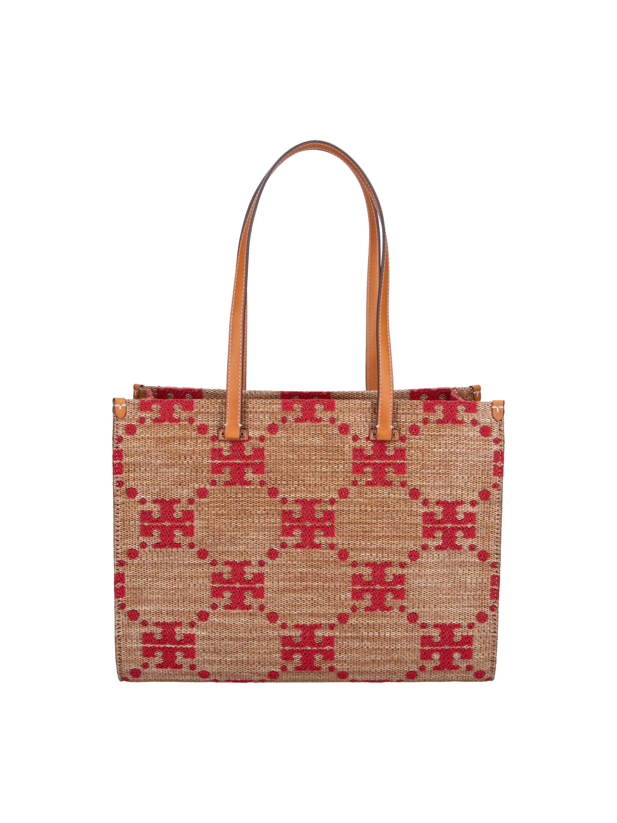 Brown T Monogram Pattern Fabric Tote