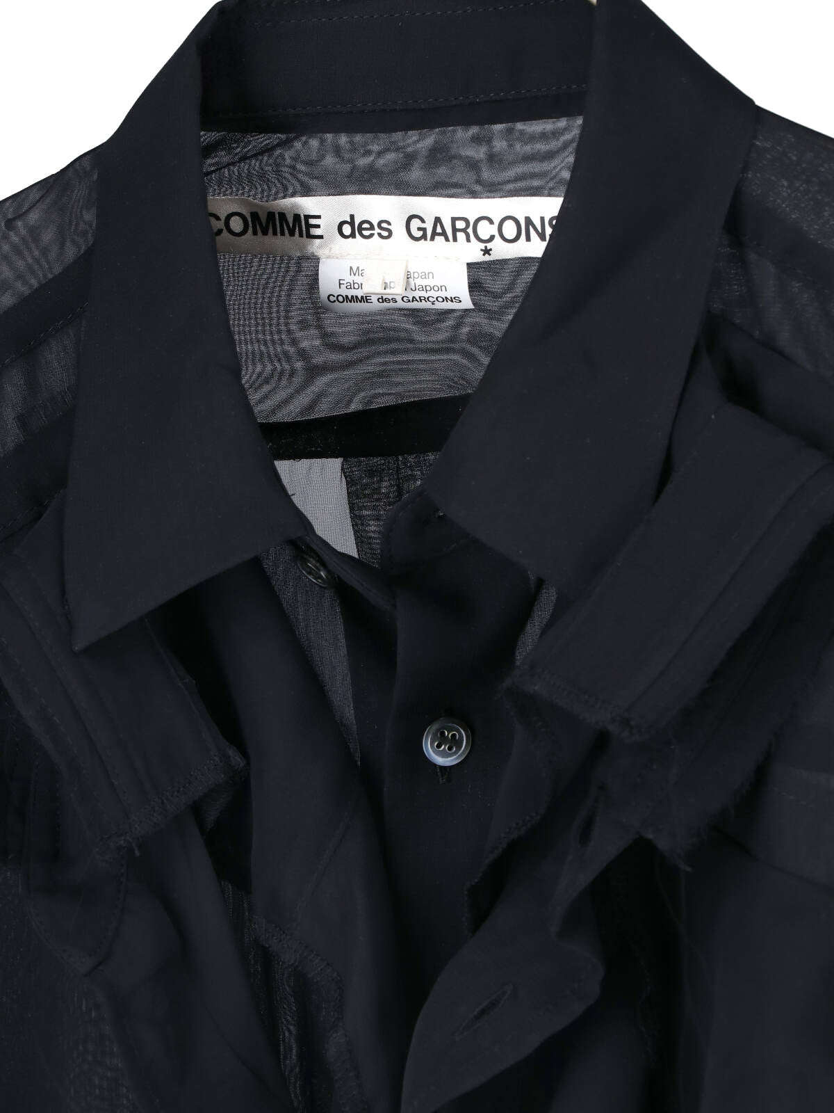 Black Ruffled Long-Sleeve Fabric Shirt