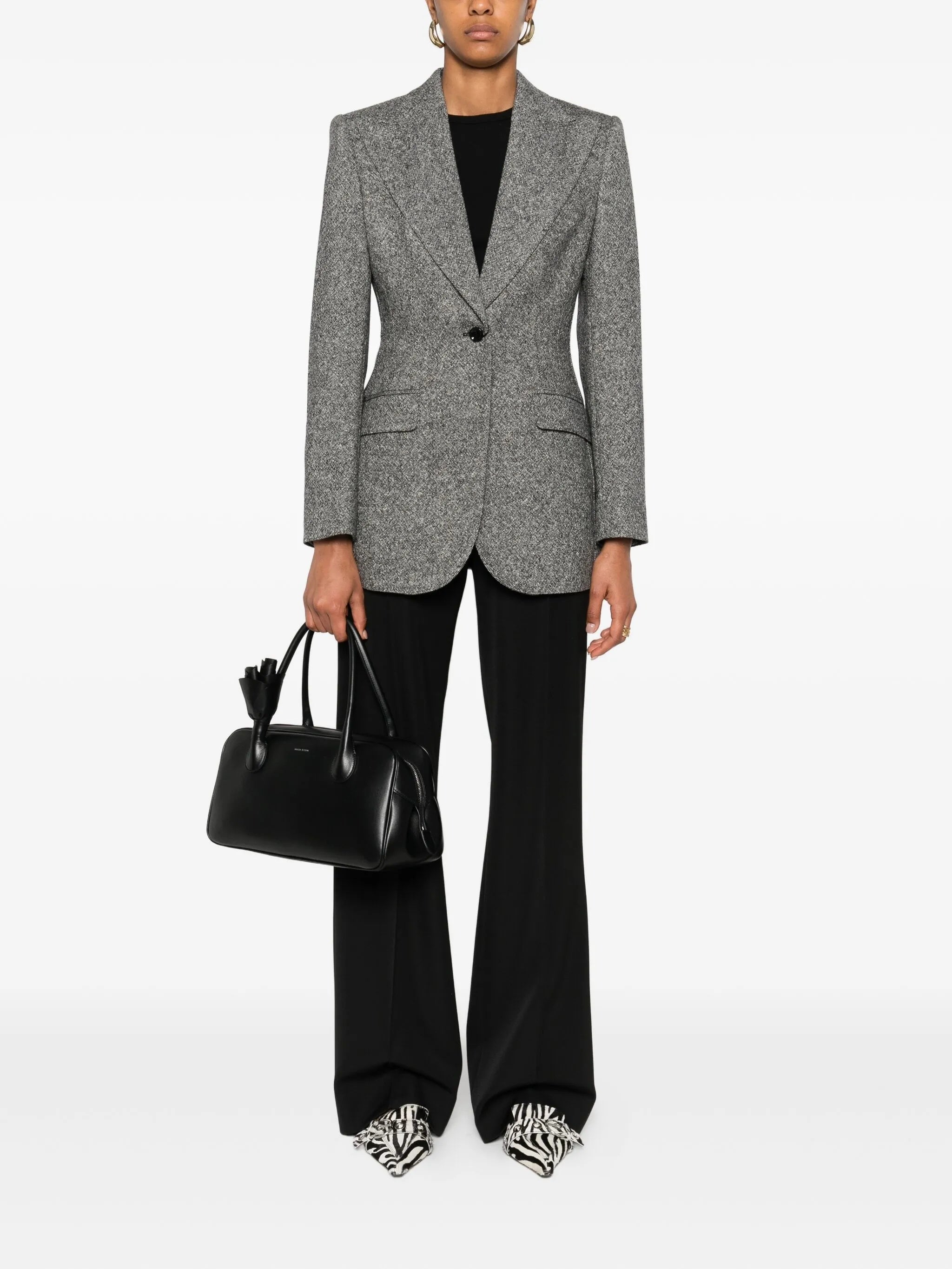 Wide-Leg High Elastic Waist Wool Pants